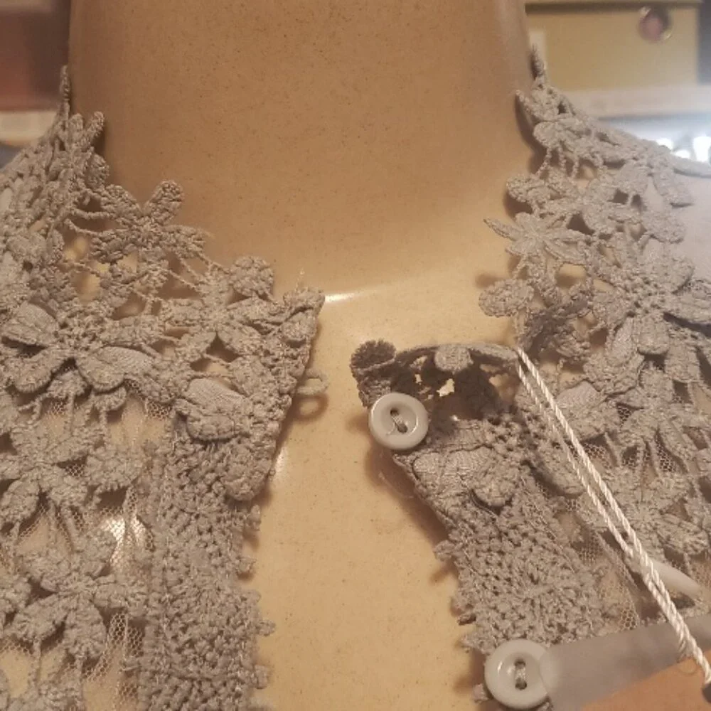 Bohemia Gray Lace Blouse in Size L NWT - Picture 5 of 7